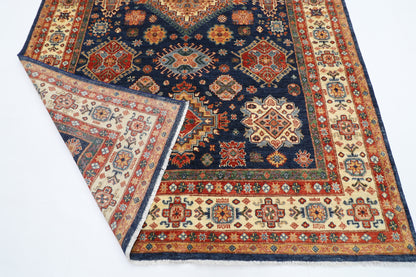 201 x 308 cm | Kazak Blue Oriental Area Rug Afghan Hand Knotted Veg Dye Wool carpet