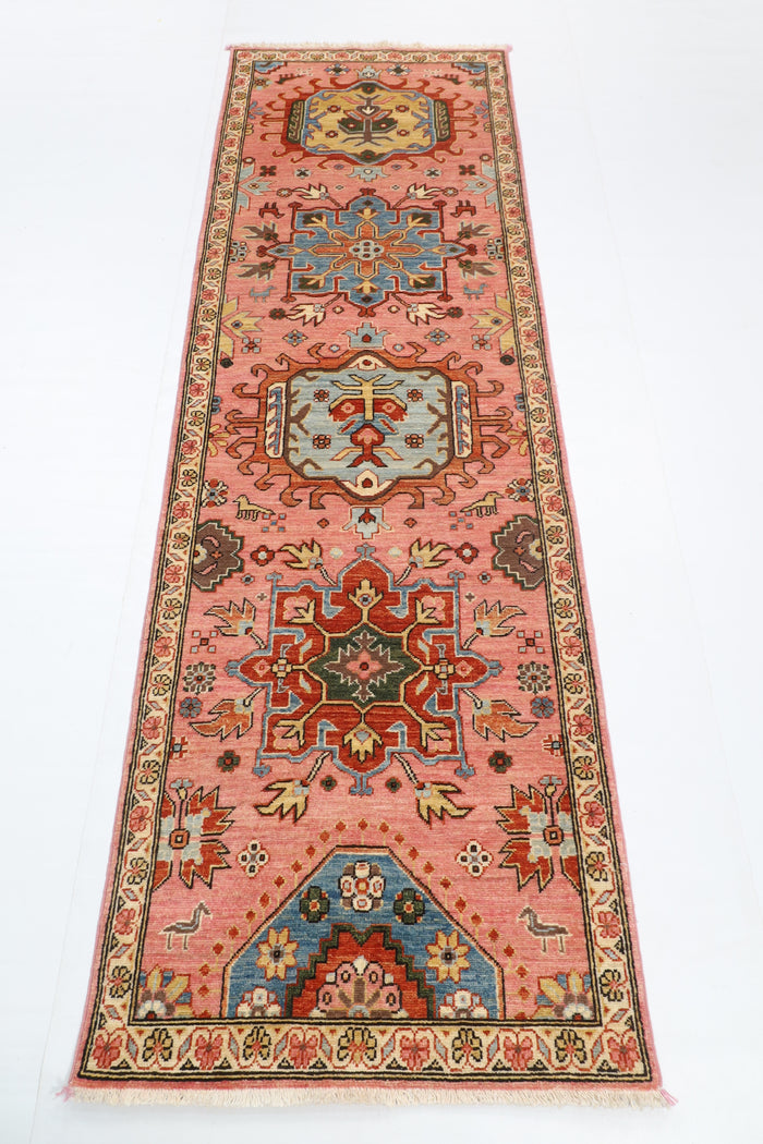 77 x 243 cm | Waziri Runner Design Hand Knotted Veg Dye Wool Afghan Carpet