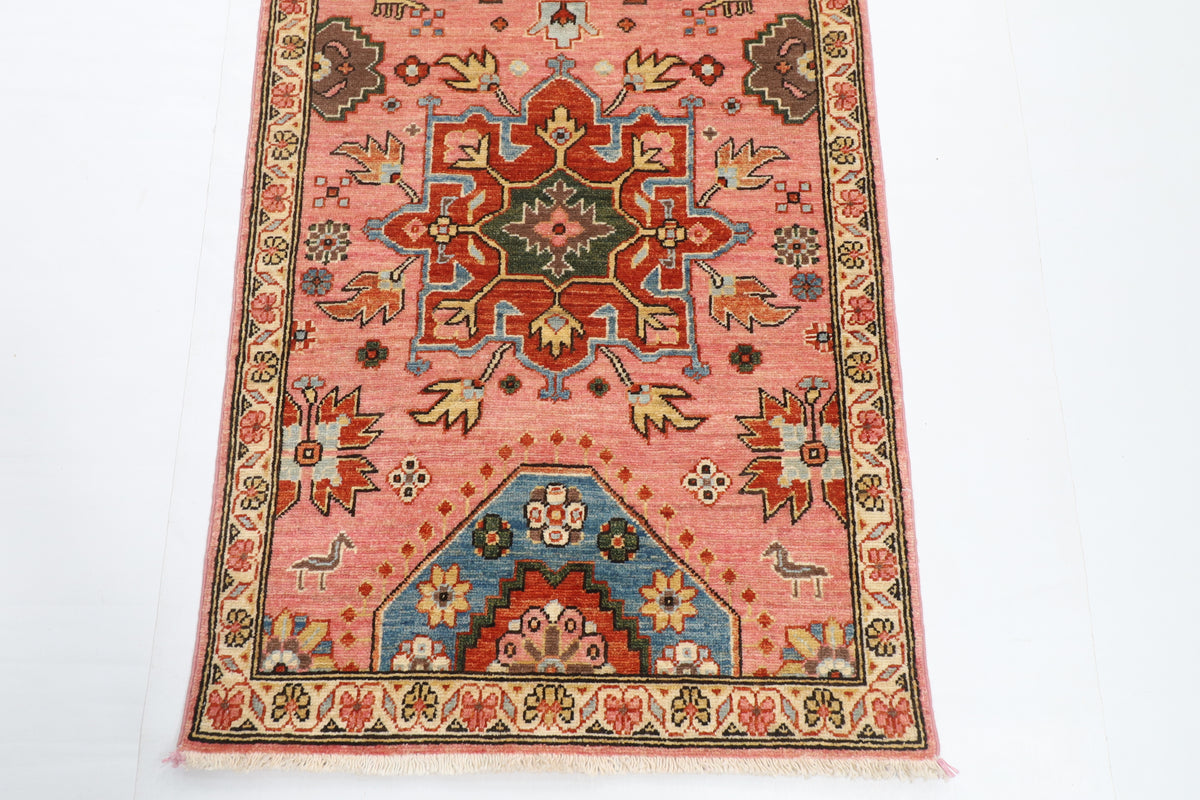77 x 243 cm | Waziri Runner Design Hand Knotted Veg Dye Wool Afghan Carpet