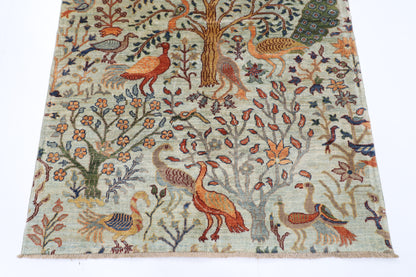 124 x 183 cm | Birds Oriental Area Rug Afghan Hand Knotted Veg Dye Wool carpet