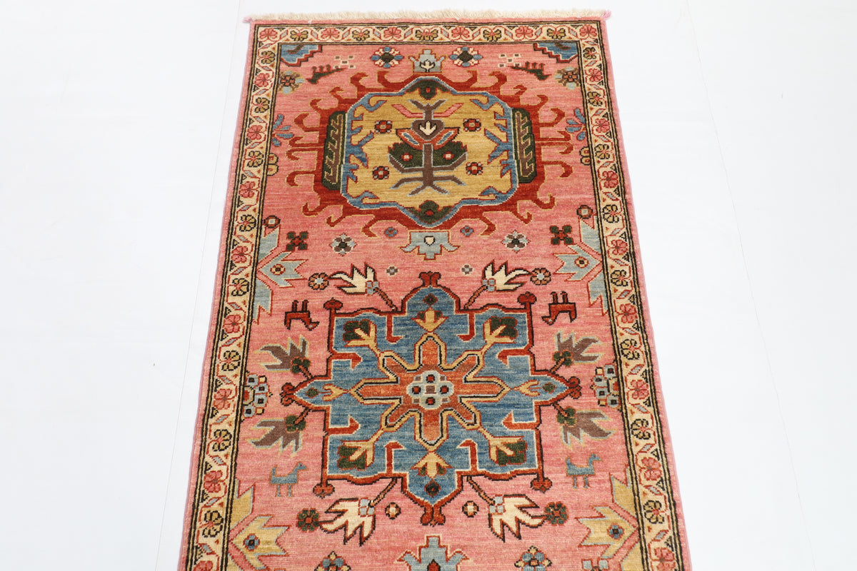 77 x 243 cm | Waziri Runner Design Hand Knotted Veg Dye Wool Afghan Carpet
