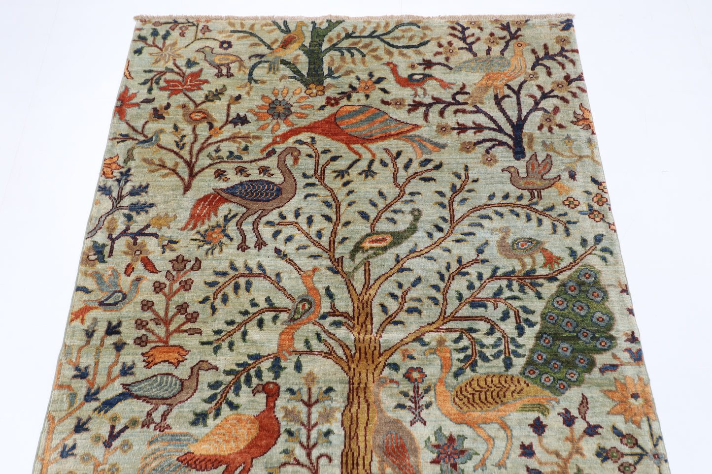 124 x 183 cm | Birds Oriental Area Rug Afghan Hand Knotted Veg Dye Wool carpet