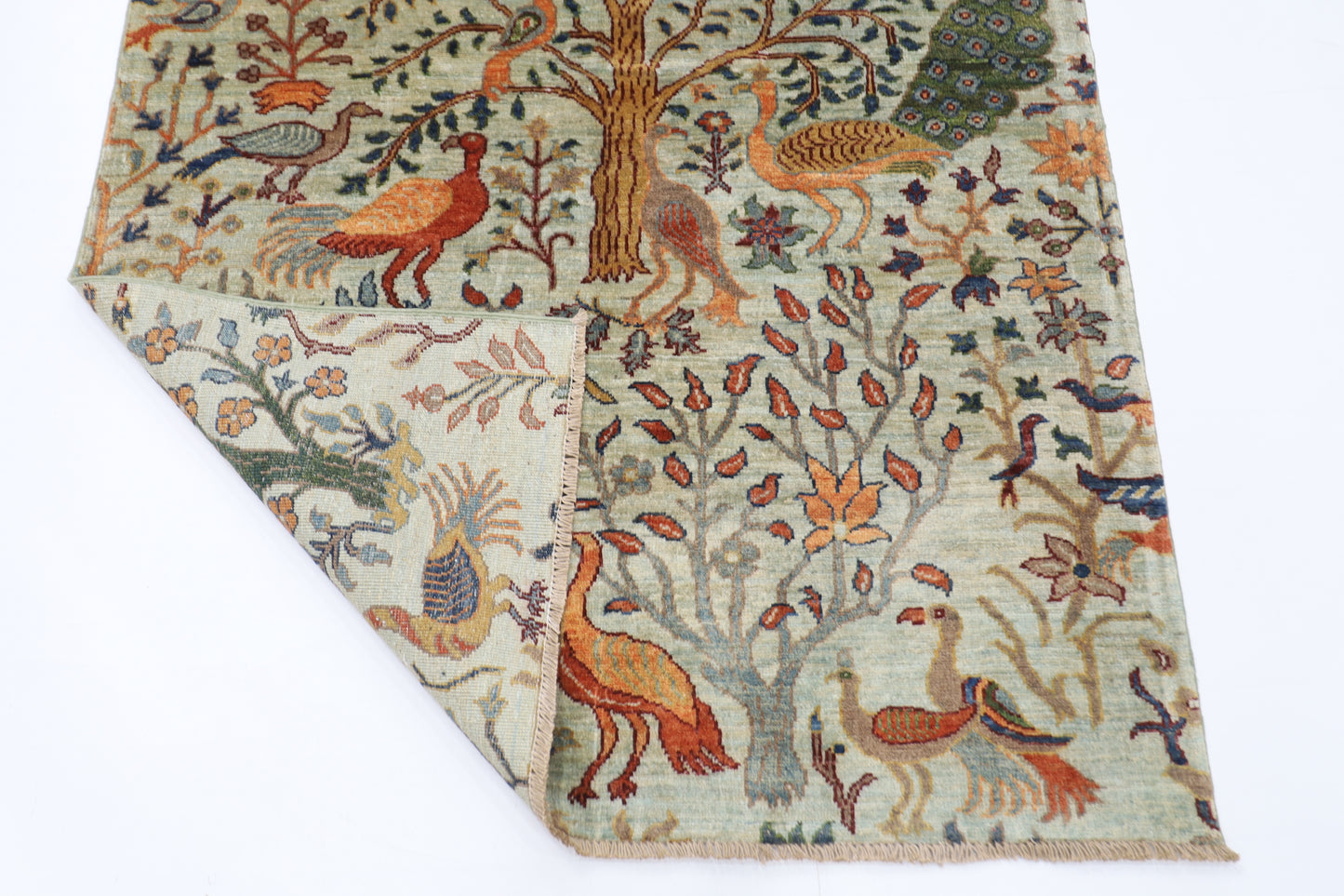 124 x 183 cm | Birds Oriental Area Rug Afghan Hand Knotted Veg Dye Wool carpet