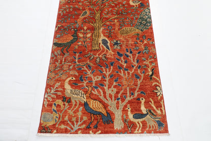83 x 394 cm | Birds Runner Design Hand Knotted Veg Dye Wool Afghan Carpet
