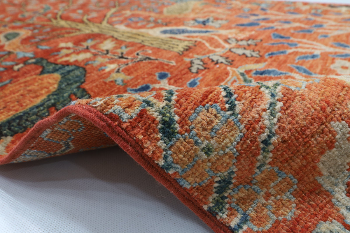 83 x 394 cm | Birds Runner Design Hand Knotted Veg Dye Wool Afghan Carpet