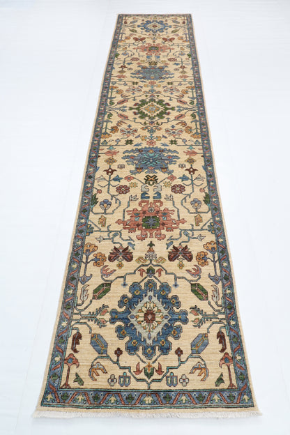 80 x 350 cm | Bidjar Runner Design Hand Knotted Veg Dye Wool Afghan Carpet