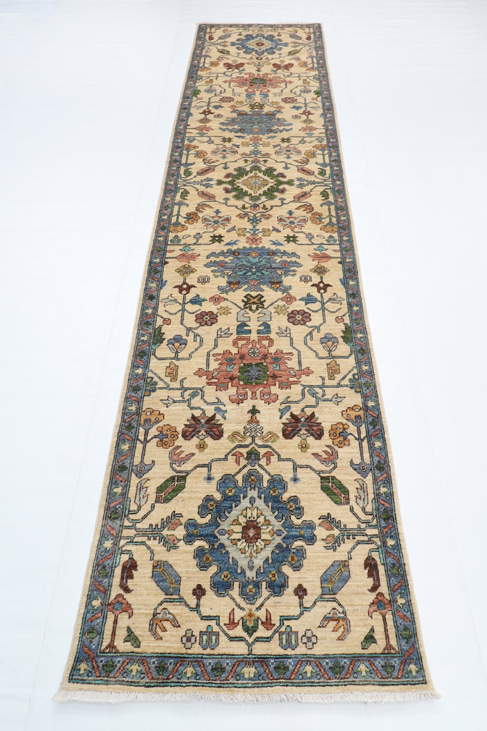 80 x 350 cm | Bidjar Runner Design Hand Knotted Veg Dye Wool Afghan Carpet