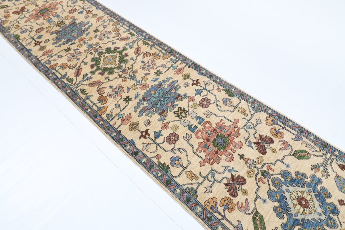 80 x 350 cm | Bidjar Runner Design Hand Knotted Veg Dye Wool Afghan Carpet