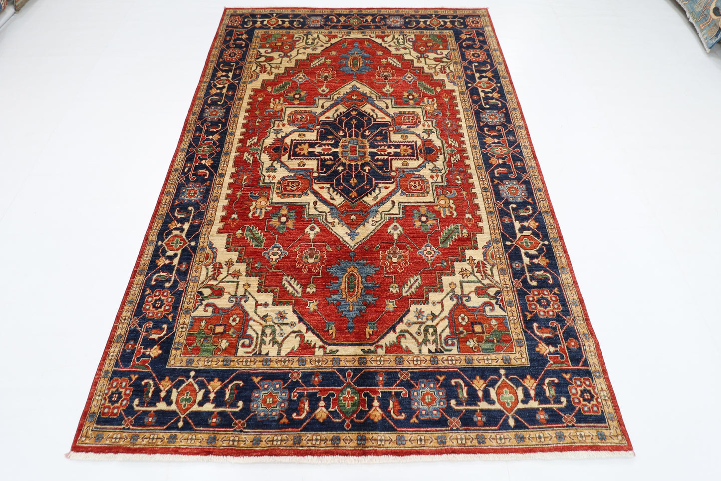 167 x 244 cm | Heriz Red Oriental Area Rug Afghan Hand Knotted Veg Dye Wool carpet
