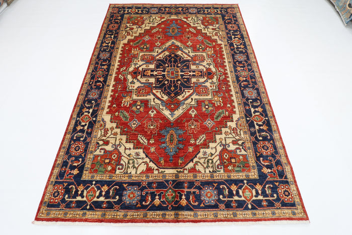 167 x 244 cm | Heriz Red Oriental Area Rug Afghan Hand Knotted Veg Dye Wool carpet