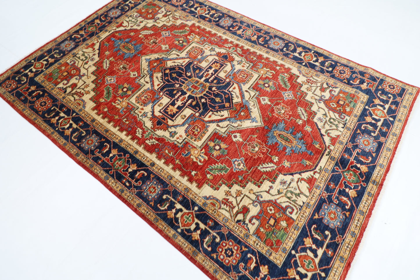 167 x 244 cm | Heriz Red Oriental Area Rug Afghan Hand Knotted Veg Dye Wool carpet