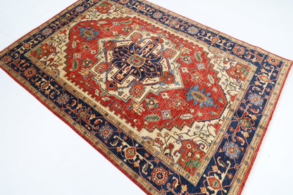 167 x 244 cm | Heriz Red Oriental Area Rug Afghan Hand Knotted Veg Dye Wool carpet