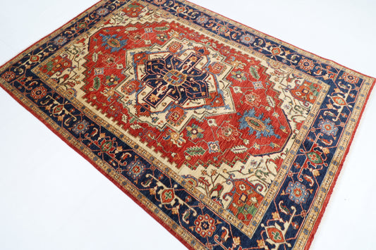 167 x 244 cm | Heriz Red Oriental Area Rug Afghan Hand Knotted Veg Dye Wool carpet