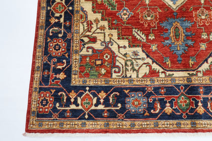 167 x 244 cm | Heriz Red Oriental Area Rug Afghan Hand Knotted Veg Dye Wool carpet