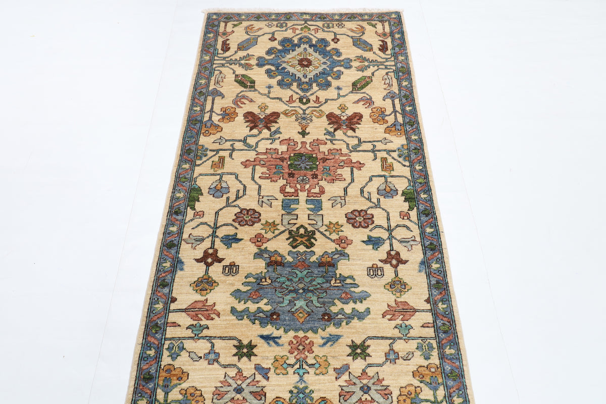 80 x 350 cm | Bidjar Runner Design Hand Knotted Veg Dye Wool Afghan Carpet