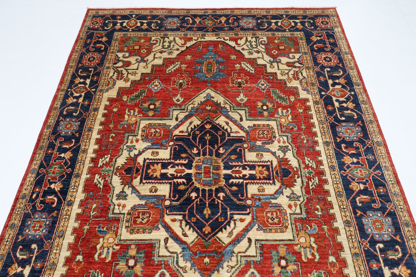 167 x 244 cm | Heriz Red Oriental Area Rug Afghan Hand Knotted Veg Dye Wool carpet
