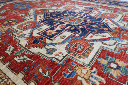 167 x 244 cm | Heriz Red Oriental Area Rug Afghan Hand Knotted Veg Dye Wool carpet