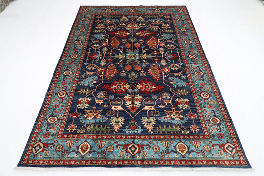 176 x 240 cm | Navy Blue Afghan Tribal Hand Knotted Veg Dye Wool carpet