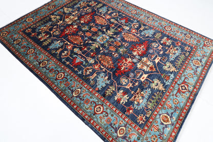 176 x 240 cm | Navy Blue Afghan Tribal Hand Knotted Veg Dye Wool carpet