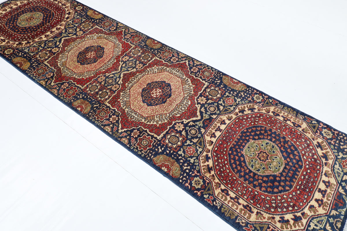 84 x 303 cm | mamluk Runner Design Hand Knotted Veg Dye Wool Afghan Carpet