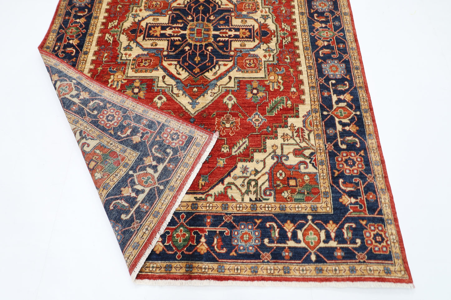 167 x 244 cm | Heriz Red Oriental Area Rug Afghan Hand Knotted Veg Dye Wool carpet