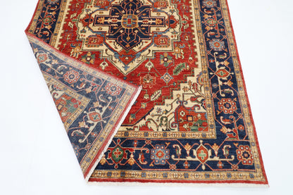 167 x 244 cm | Heriz Red Oriental Area Rug Afghan Hand Knotted Veg Dye Wool carpet
