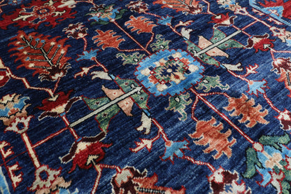 176 x 240 cm | Navy Blue Afghan Tribal Hand Knotted Veg Dye Wool carpet