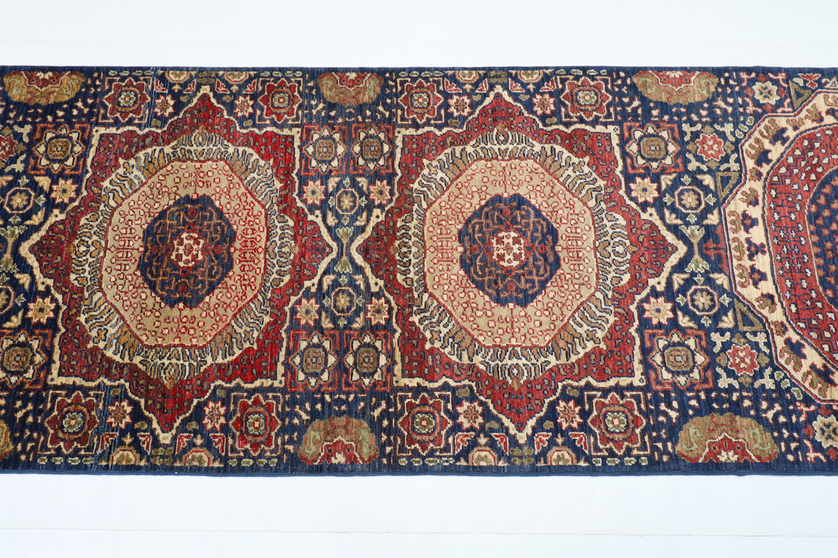 84 x 303 cm | mamluk Runner Design Hand Knotted Veg Dye Wool Afghan Carpet