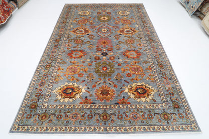 210 x 300 cm | Floral Gray Oriental Area Rug Afghan Hand Knotted Veg Dye Wool carpet