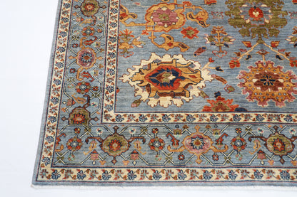 210 x 300 cm | Floral Gray Oriental Area Rug Afghan Hand Knotted Veg Dye Wool carpet