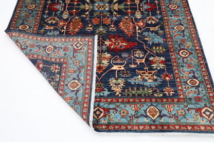 176 x 240 cm | Navy Blue Afghan Tribal Hand Knotted Veg Dye Wool carpet