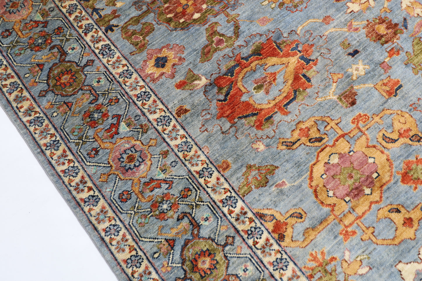 210 x 300 cm | Floral Gray Oriental Area Rug Afghan Hand Knotted Veg Dye Wool carpet