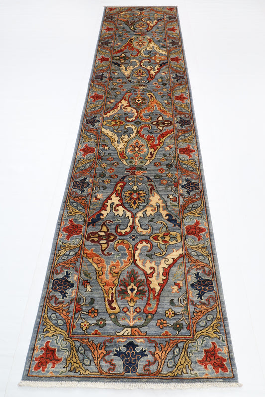 84 x 356 cm | kawros Runner Design Hand Knotted Veg Dye Wool Afghan Carpet