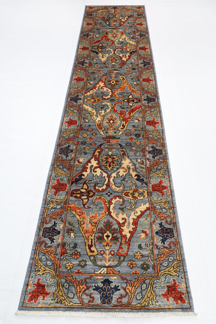 84 x 356 cm | kawros Runner Design Hand Knotted Veg Dye Wool Afghan Carpet