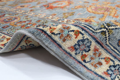 210 x 300 cm | Floral Gray Oriental Area Rug Afghan Hand Knotted Veg Dye Wool carpet