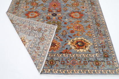 210 x 300 cm | Floral Gray Oriental Area Rug Afghan Hand Knotted Veg Dye Wool carpet
