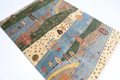 150 x 204 cm | Tree of life Oriental Area Rug Afghan Hand Knotted Veg Dye Wool carpet