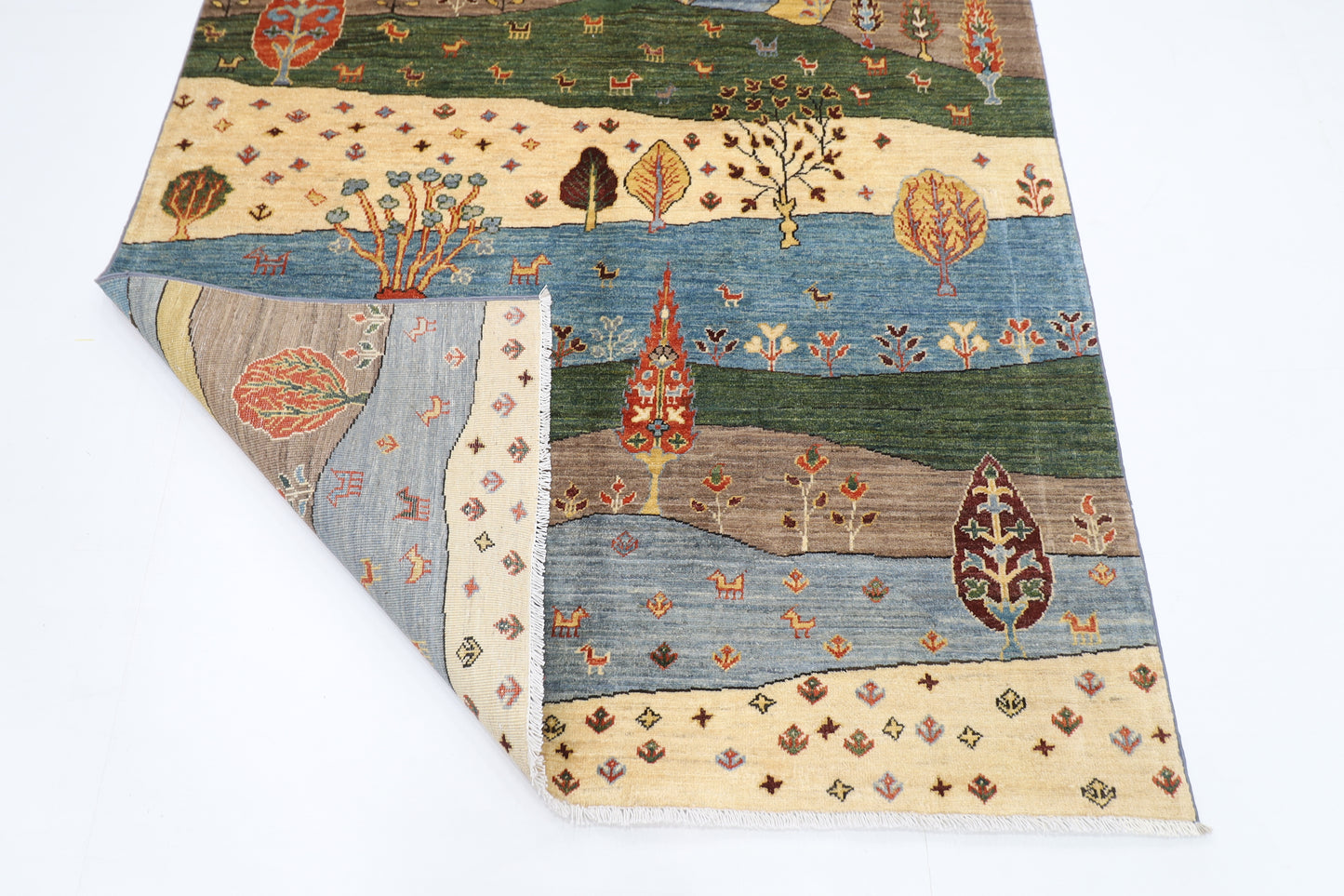 150 x 204 cm | Tree of life Oriental Area Rug Afghan Hand Knotted Veg Dye Wool carpet