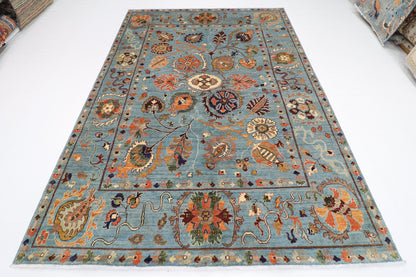 213 x 299 cm | Suzani Oriental Area Rug Afghan Hand Knotted Veg Dye Wool carpet