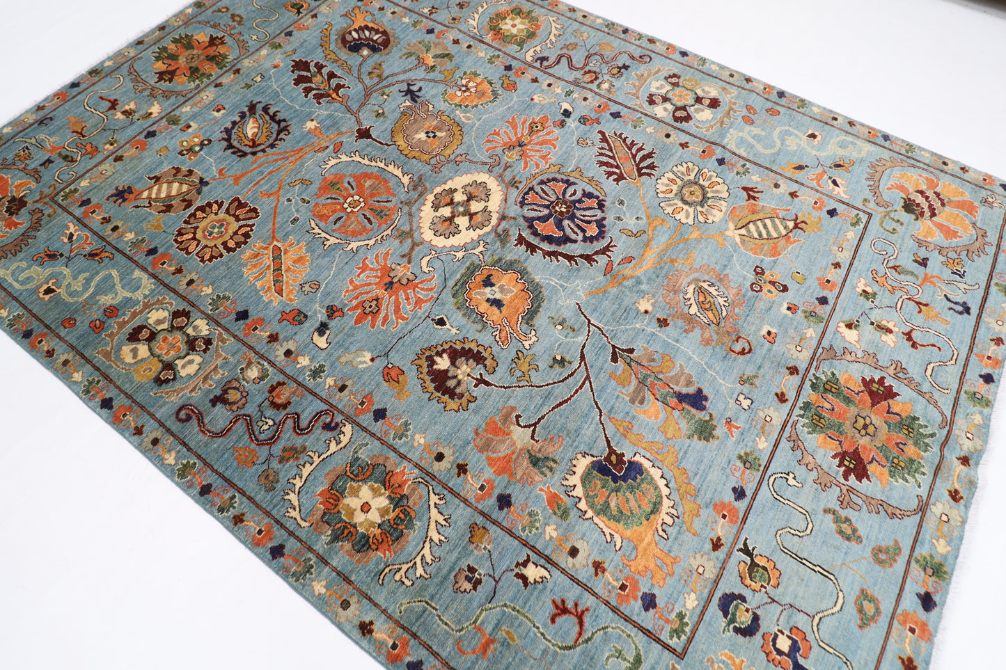 213 x 299 cm | Suzani Oriental Area Rug Afghan Hand Knotted Veg Dye Wool carpet