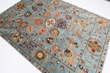 213 x 299 cm | Suzani Oriental Area Rug Afghan Hand Knotted Veg Dye Wool carpet