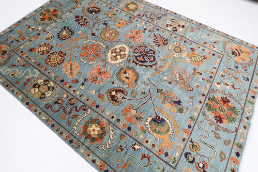 213 x 299 cm | Suzani Oriental Area Rug Afghan Hand Knotted Veg Dye Wool carpet