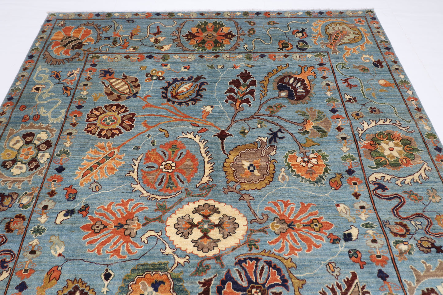 213 x 299 cm | Suzani Oriental Area Rug Afghan Hand Knotted Veg Dye Wool carpet