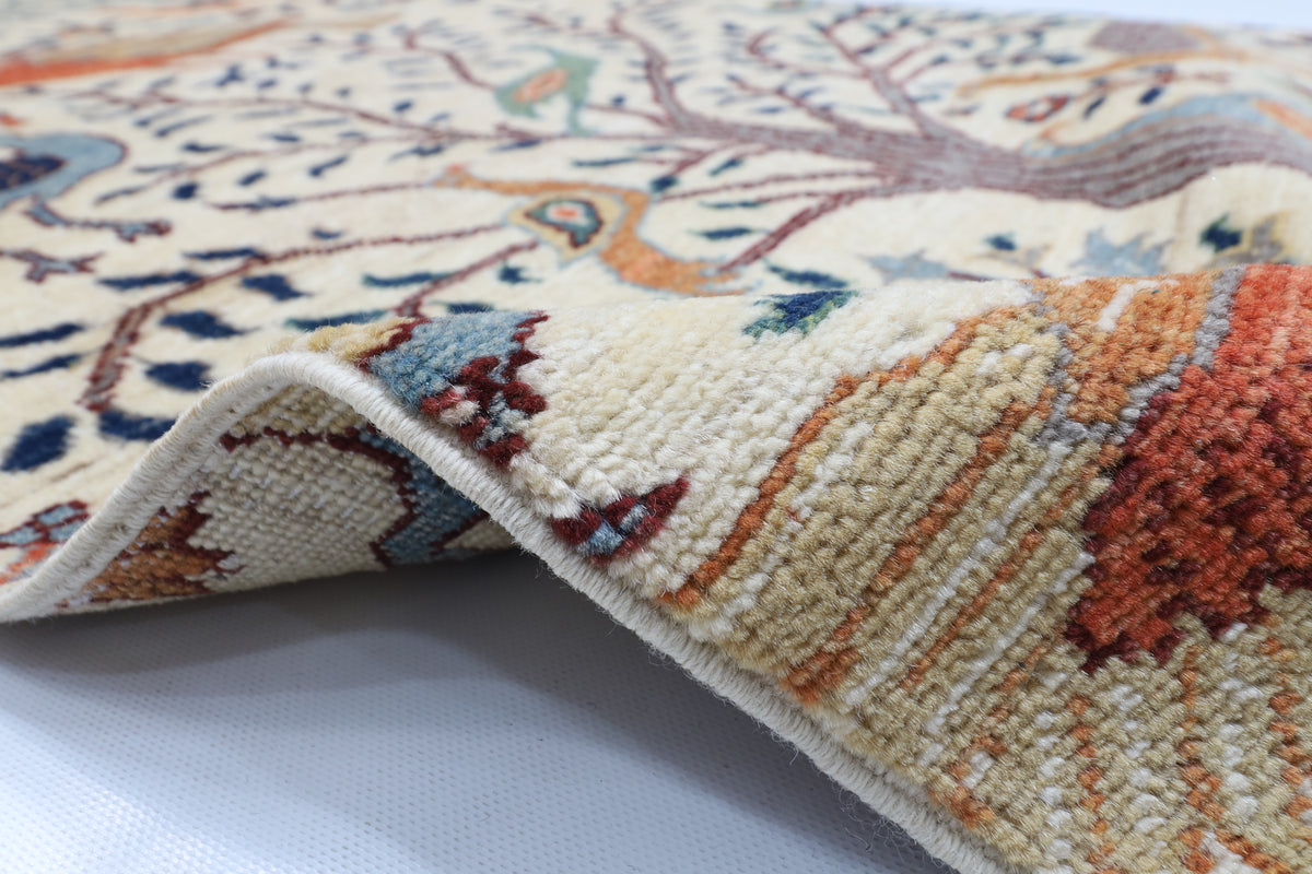 81 x 344 cm | Birds Runner Design Hand Knotted Veg Dye Wool Afghan Carpet