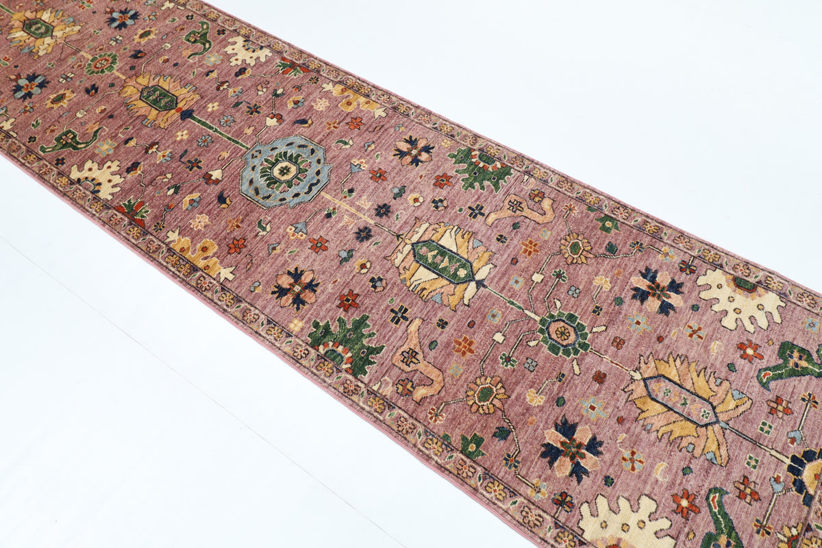 84 x 304 cm | Floral Runner Design Hand Knotted Veg Dye Wool Afghan Carpet