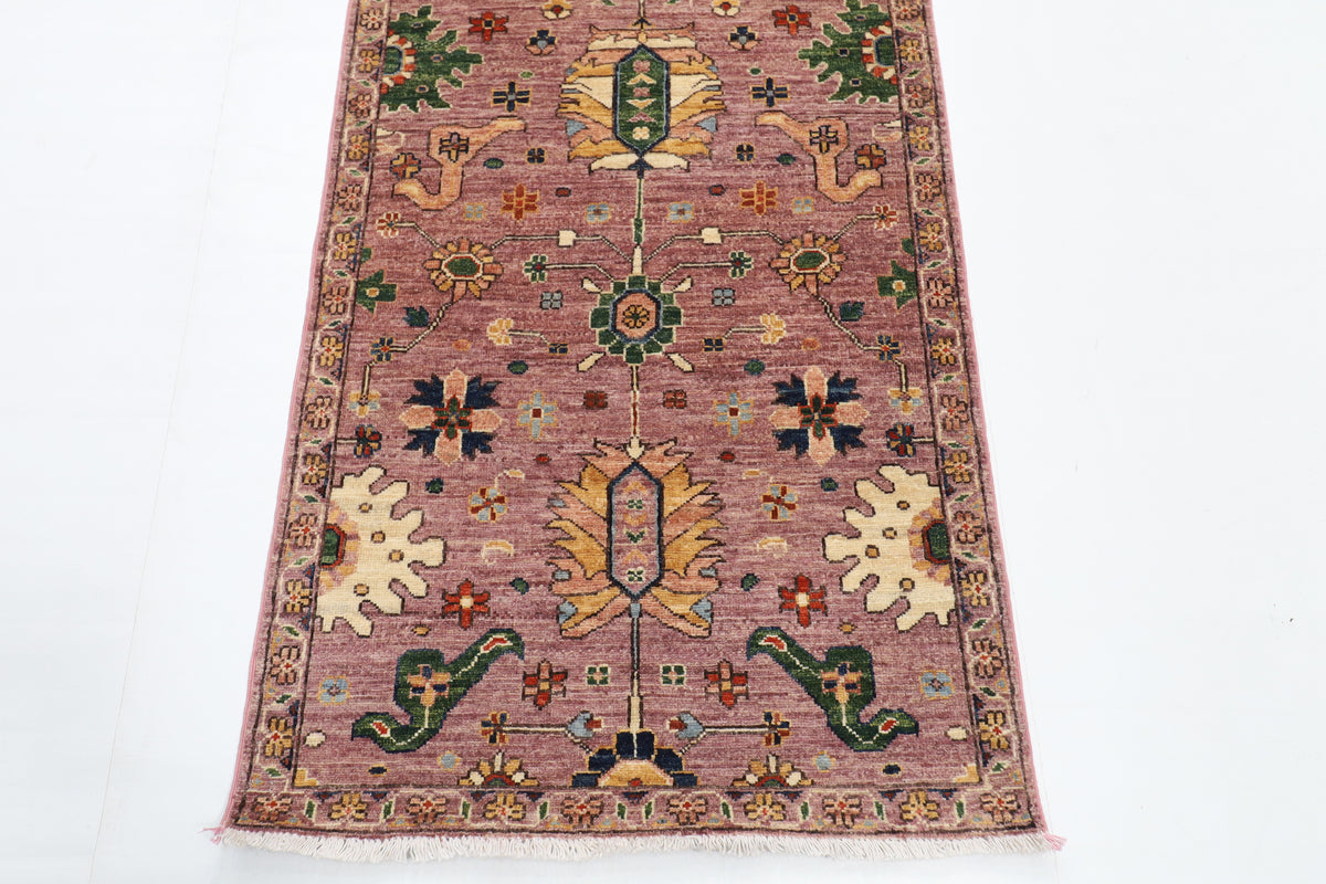 84 x 304 cm | Floral Runner Design Hand Knotted Veg Dye Wool Afghan Carpet