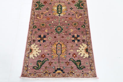84 x 304 cm | Floral Runner Design Hand Knotted Veg Dye Wool Afghan Carpet