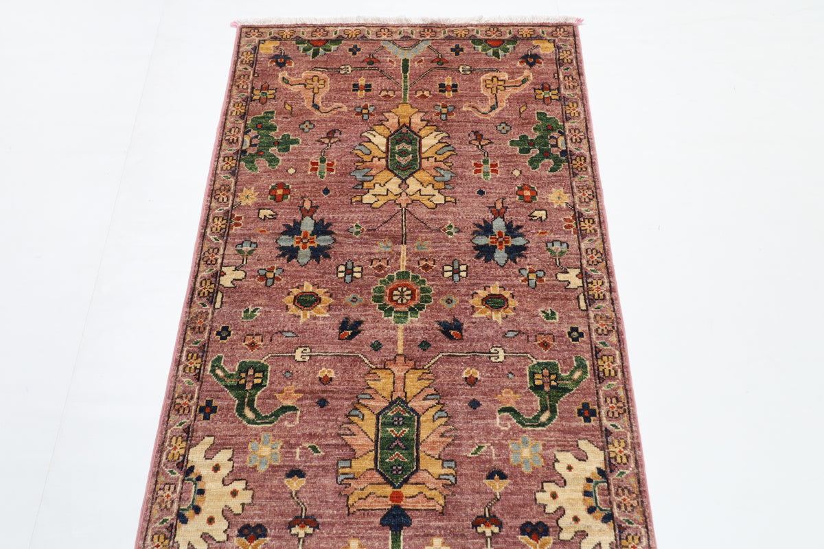 84 x 304 cm | Floral Runner Design Hand Knotted Veg Dye Wool Afghan Carpet