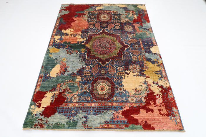 156 x 207 cm |  Mamluk Abstract Oriental Area Rug Afghan Hand Knotted Veg Dye Wool carpet