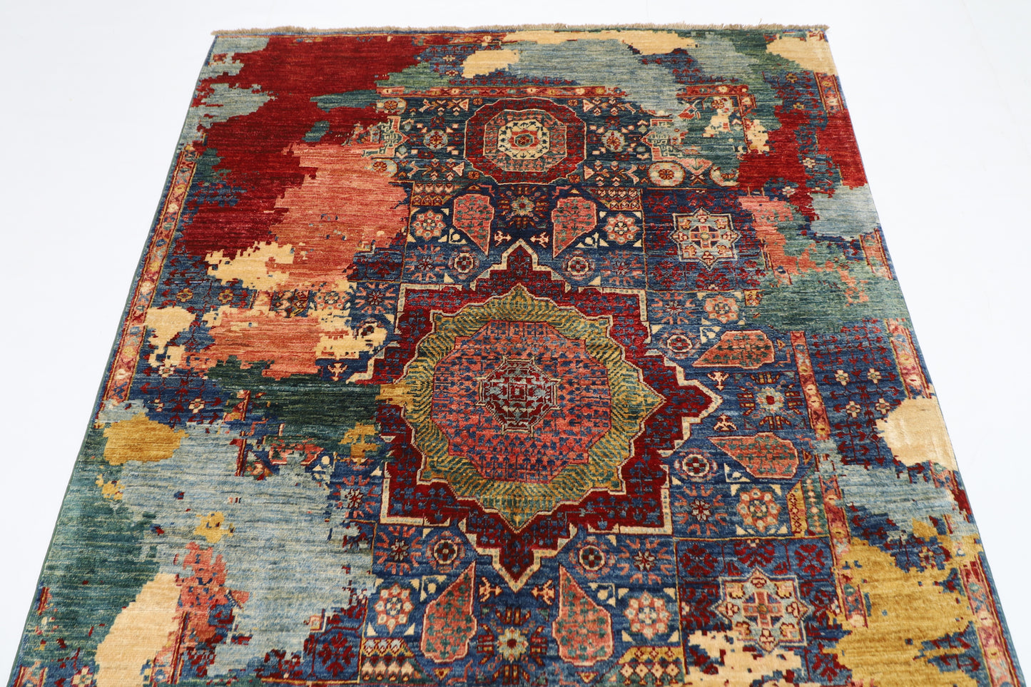 156 x 207 cm |  Mamluk Abstract Oriental Area Rug Afghan Hand Knotted Veg Dye Wool carpet